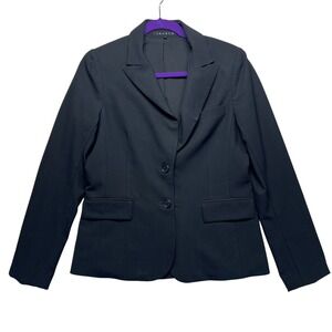 Theory Black Wool Blend Button Blazer Jacket Size M Womans Career Cocktail